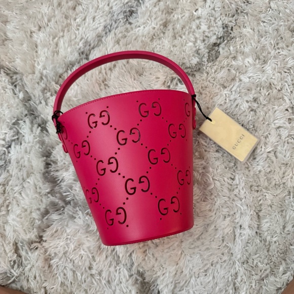 Gucci Pink Monogram Shoulder bucket Bag - Picture 5 of 5